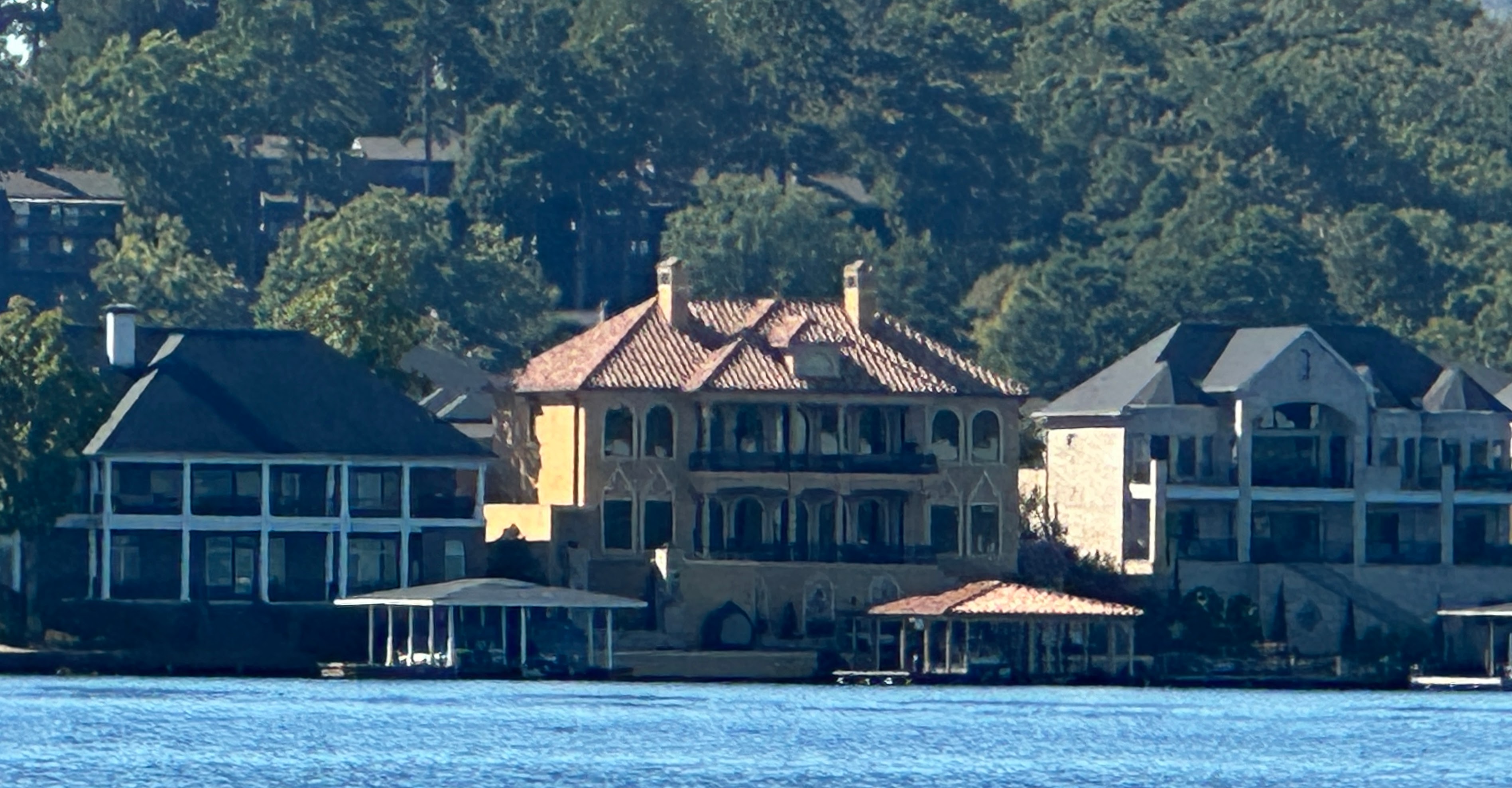 Mediterranean-style waterfront mansion on Lake Hamilton
